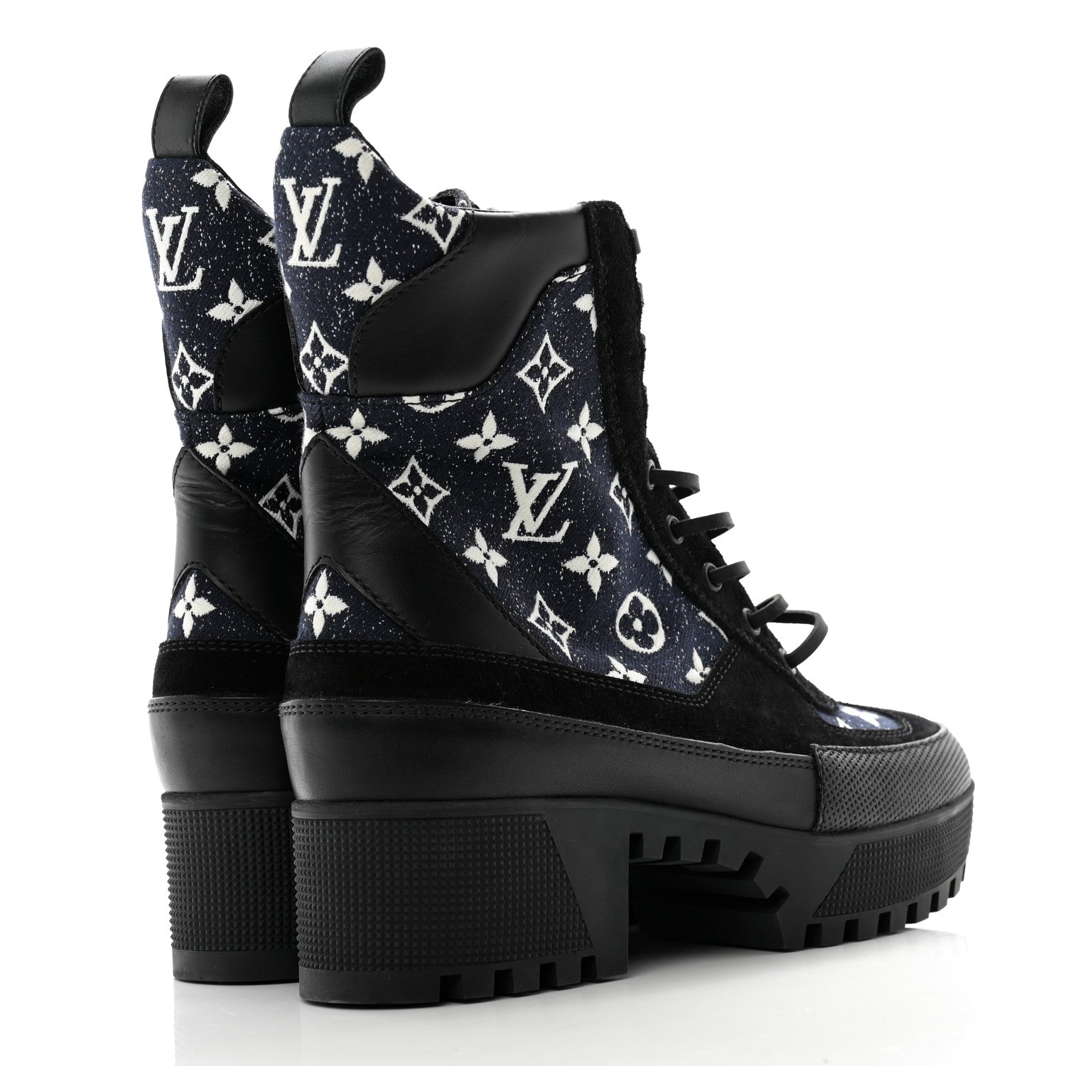 Louis Vuitton Calfskin Monogram Denim Laureate Platform Desert Boots 40 Grey 4 of 11