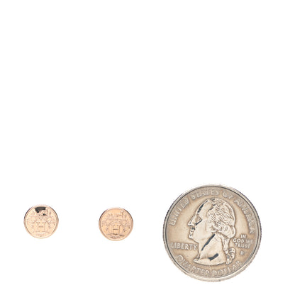 Hermes 18K Rose Gold TPM Ex-Libris Stud Earrings 2 of 5