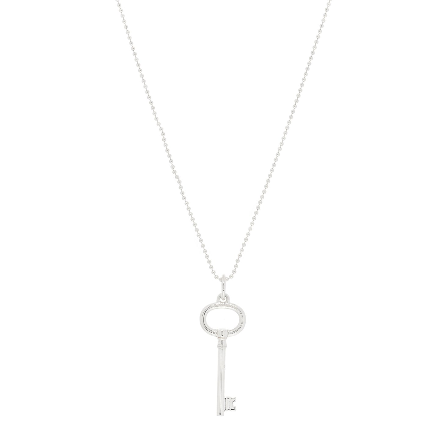 Sterling Silver Small Oval Key Pendant Necklace