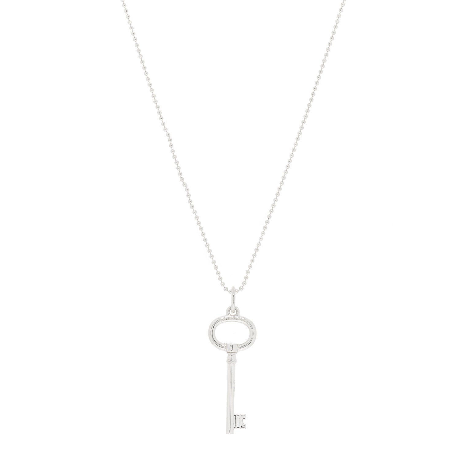 Tiffany Sterling Silver Small Oval Key Pendant Necklace 1 of 4