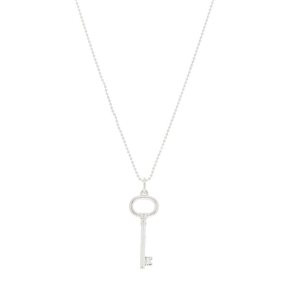 Tiffany Sterling Silver Small Oval Key Pendant Necklace 1 of 4