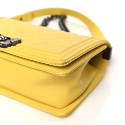 Chanel Calfskin Quilted Medium Boy Flap Yellow 9 of 11