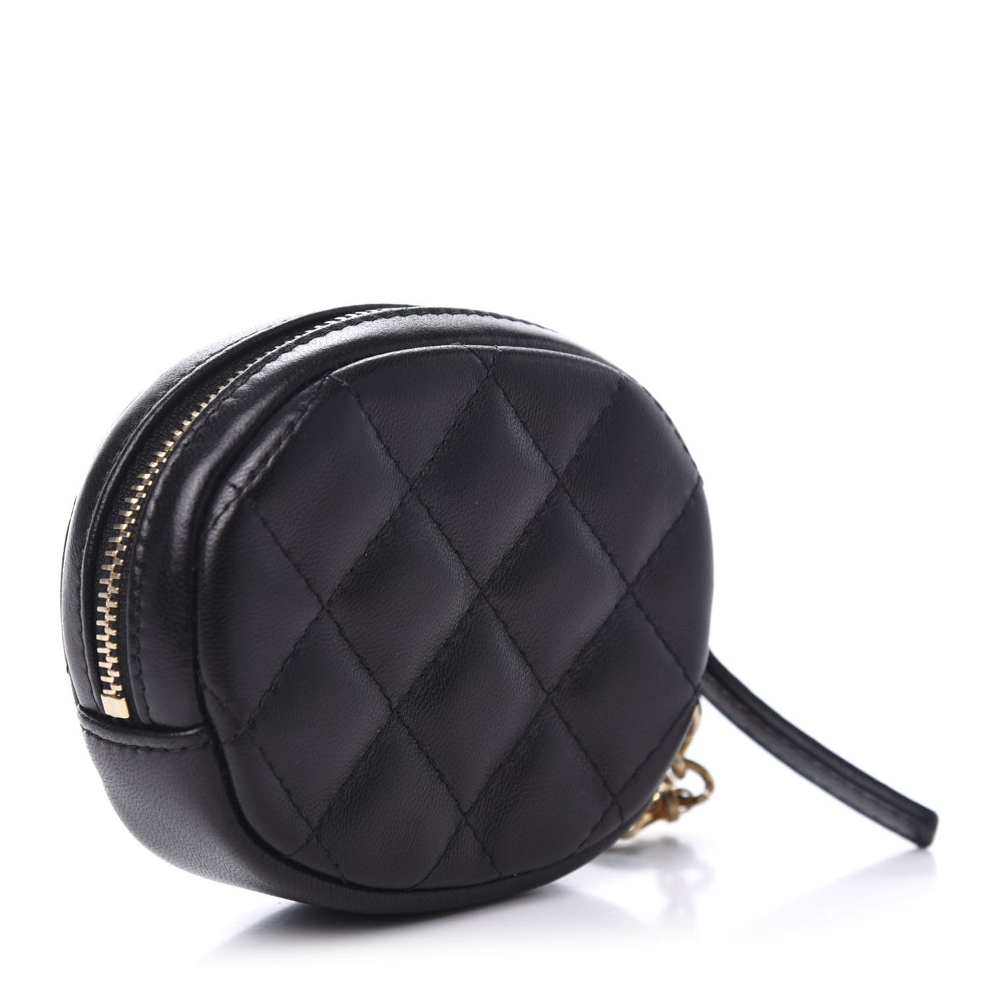 Lambskin Quilted Zip Around Classic Coin Purse Black