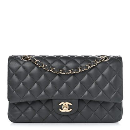Chanel Lambskin Quilted Medium Double Flap Dark Grey 1 of 11