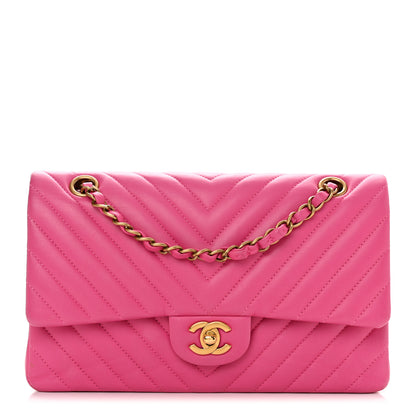 Chanel Lambskin Chevron Quilted Medium Double Flap Pink 1 of 10