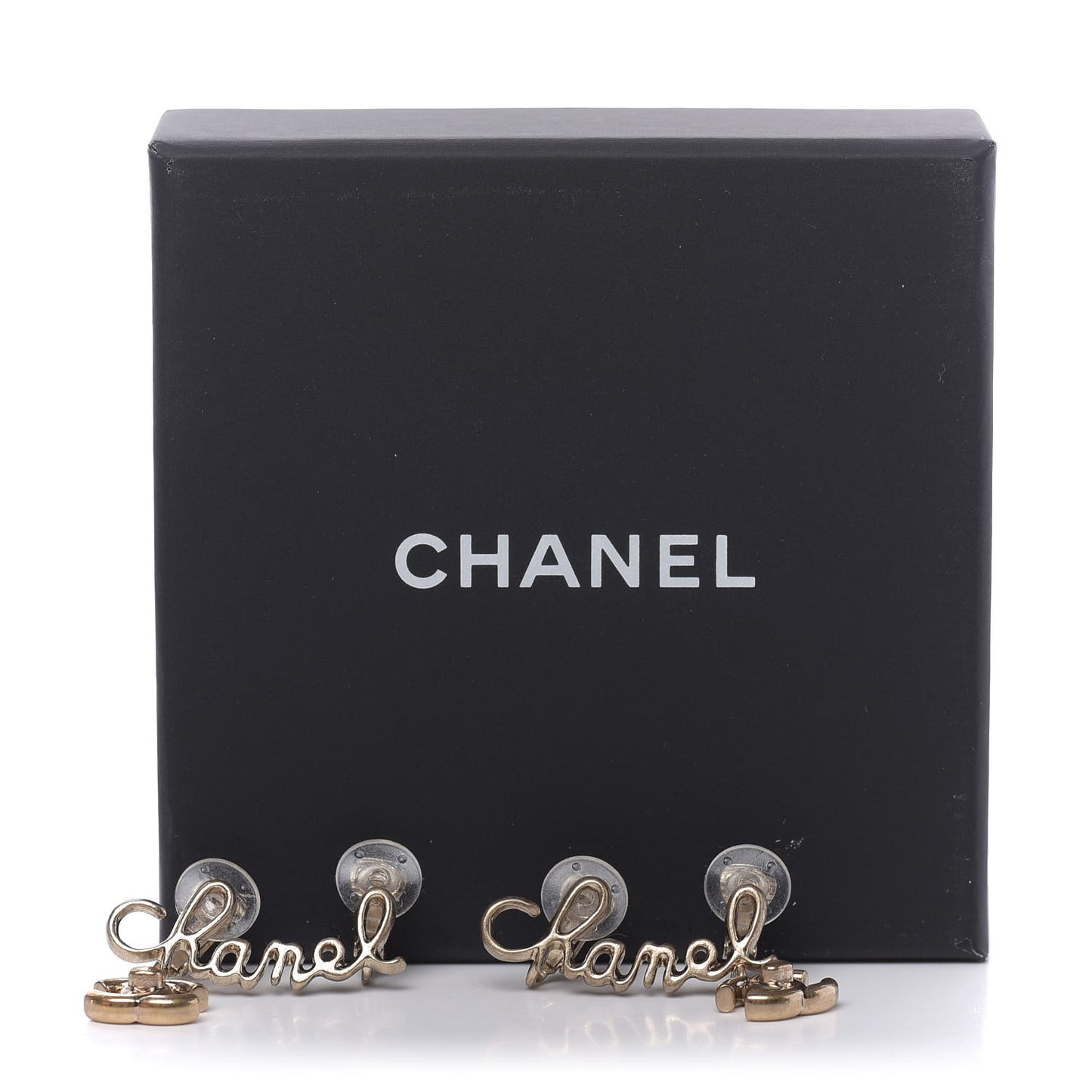Metal CC Turnlock Climber Clip On Earrings Gold