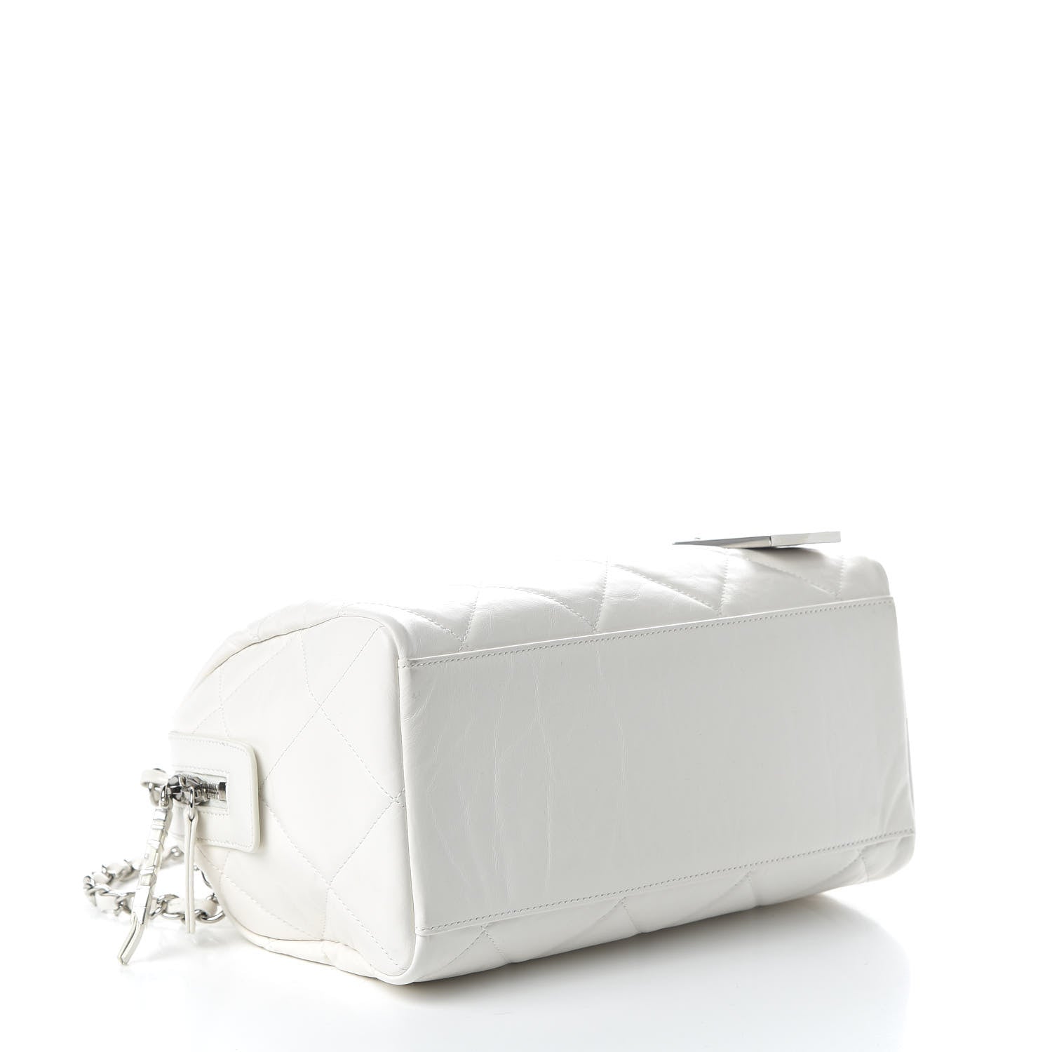 Chanel Calfskin Quilted Small CC Bowling Bag White 5 of 11