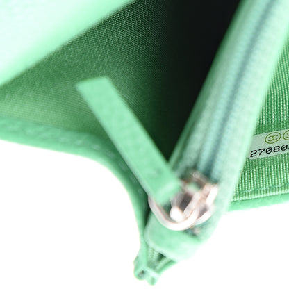 Chanel Caviar Chevron Quilted Wallet On Chain WOC Green 7 of 9