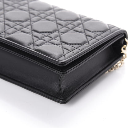 Christian Dior Lambskin Cannage Lady Dior Pouch Black 9 of 9