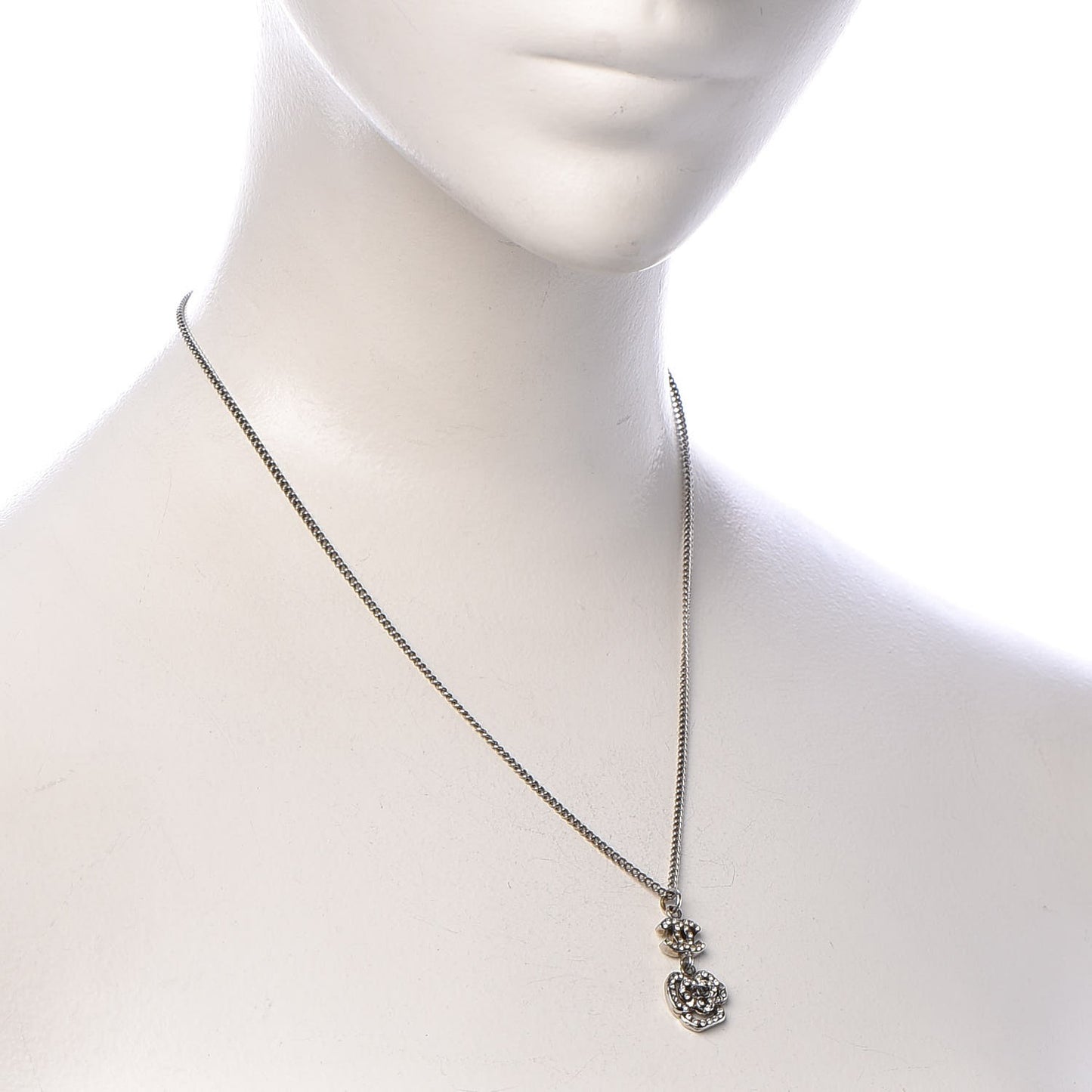 Crystal CC Camellia Necklace Silver