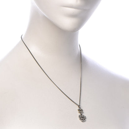 Chanel Crystal CC Camellia Necklace Silver 2 of 6