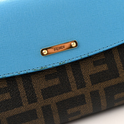 Fendi Zucca Spalmati Vitello Elite Flap Crossbody Bag Tobacco Turquoise 11 of 15