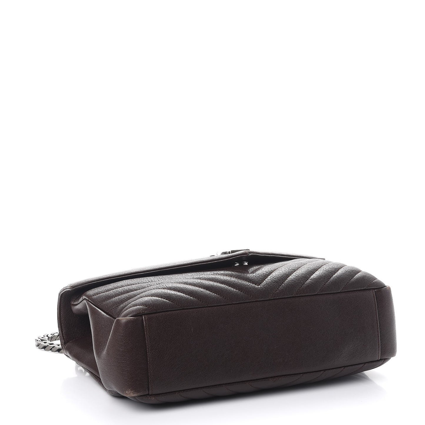 Sheepskin Matelasse Chevron Monogram Large College Satchel Black Tulip