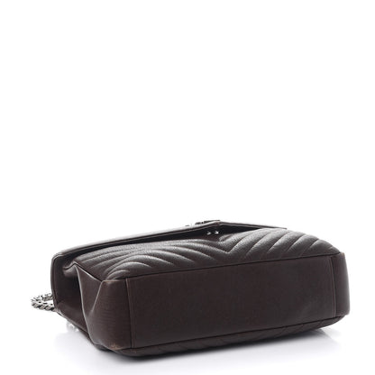 Saint Laurent Sheepskin Matelasse Chevron Monogram Large College Satchel Black Tulip 4 of 17