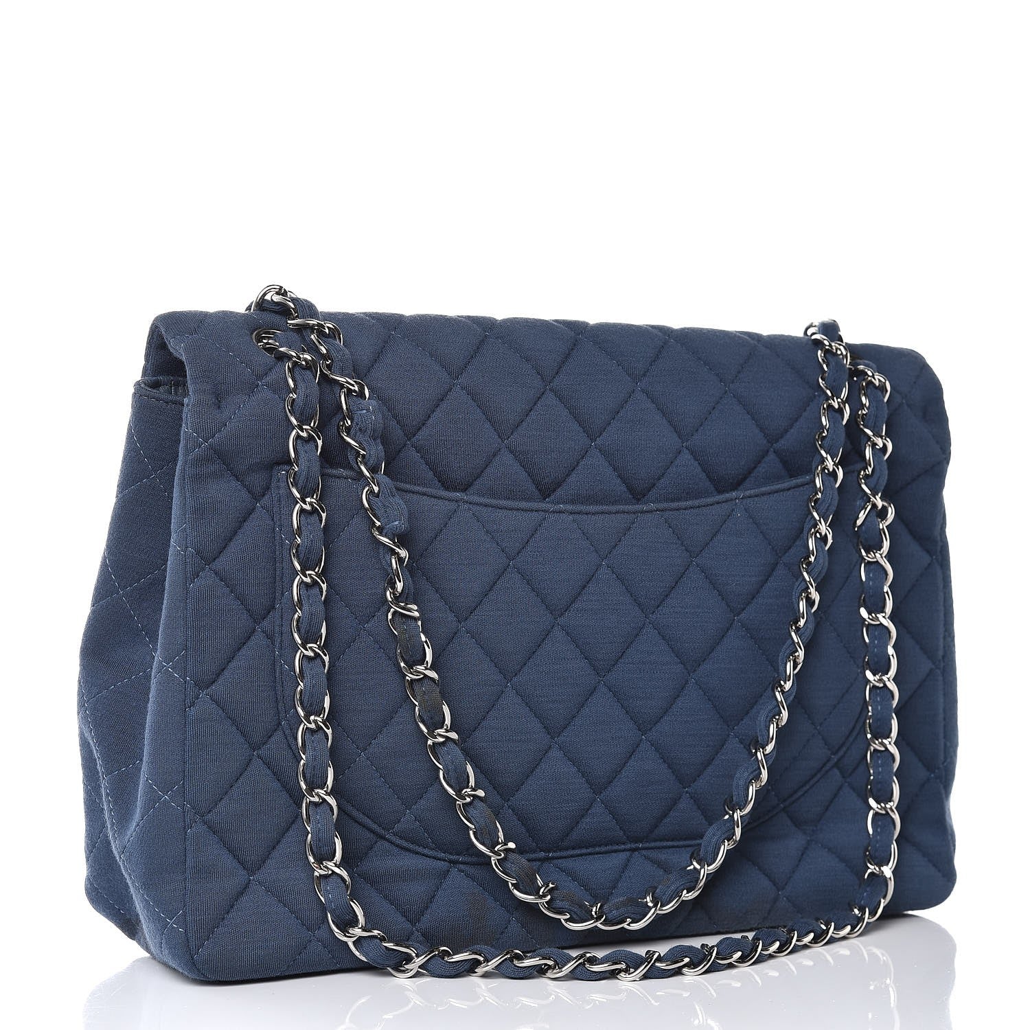 Chanel Jersey Quilted Maxi Single Flap Blue 4 of 14