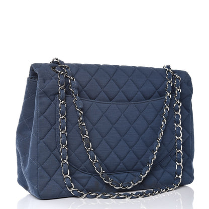 Chanel Jersey Quilted Maxi Single Flap Blue 4 of 14