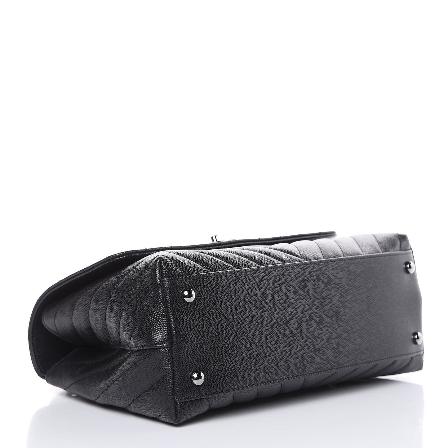Caviar Chevron Quilted Small Coco Handle Flap Black