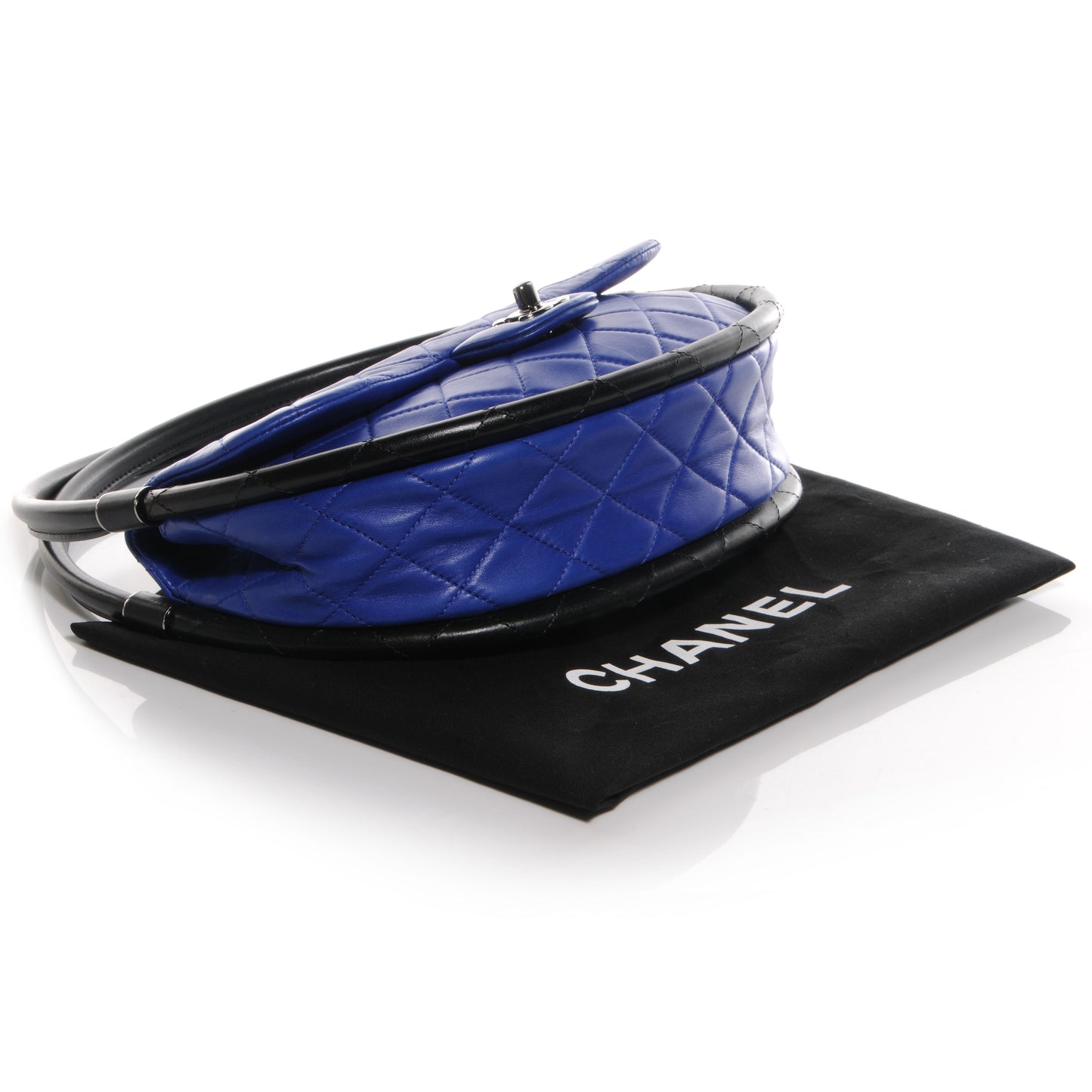 Quilted Lambskin Small Hula Hoop Flap Dark Blue