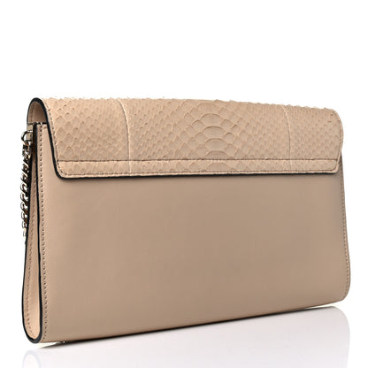 Chloe Snakeskin Calfskin Faye Clutch Pearl Beige 2 of 7