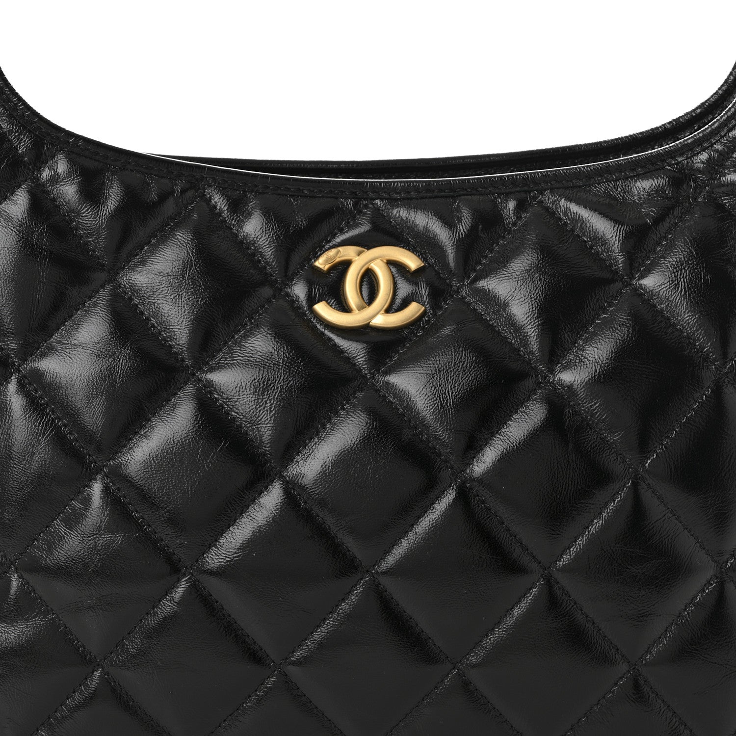 Chanel Shiny Crumpled Lambskin Quilted Medium CC Funky Town Hobo Black 8 of 10