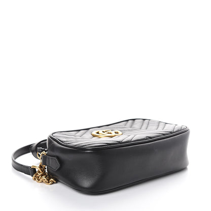 Gucci Calfskin Matelasse Small GG Marmont Chain Shoulder Bag Black 3 of 8