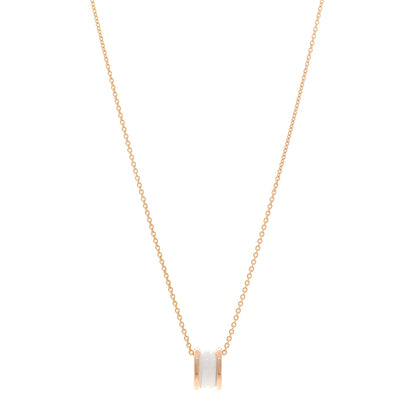 Bulgari 18K Rose Gold White Ceramic B.Zero1 Pendant Necklace 1 of 4