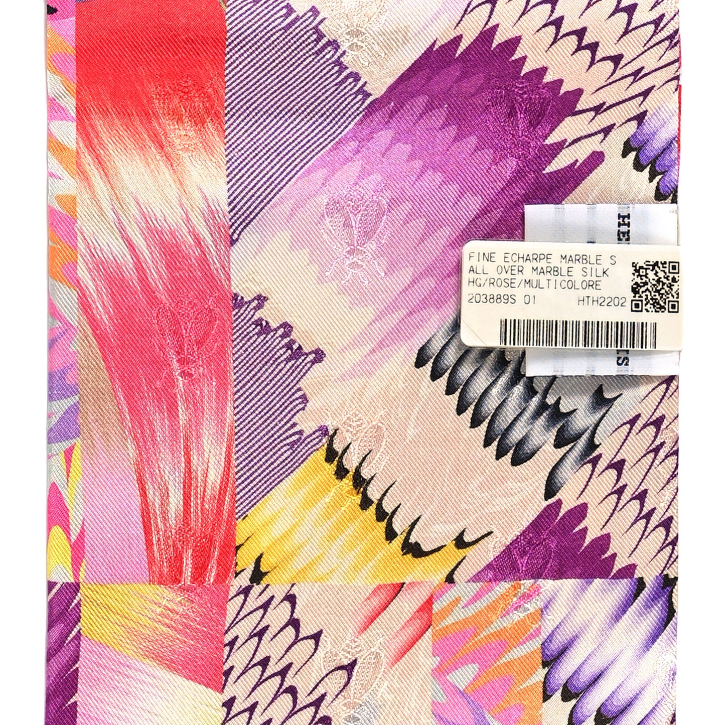 Silk Marble Fringed Muffler Rose Multicolor