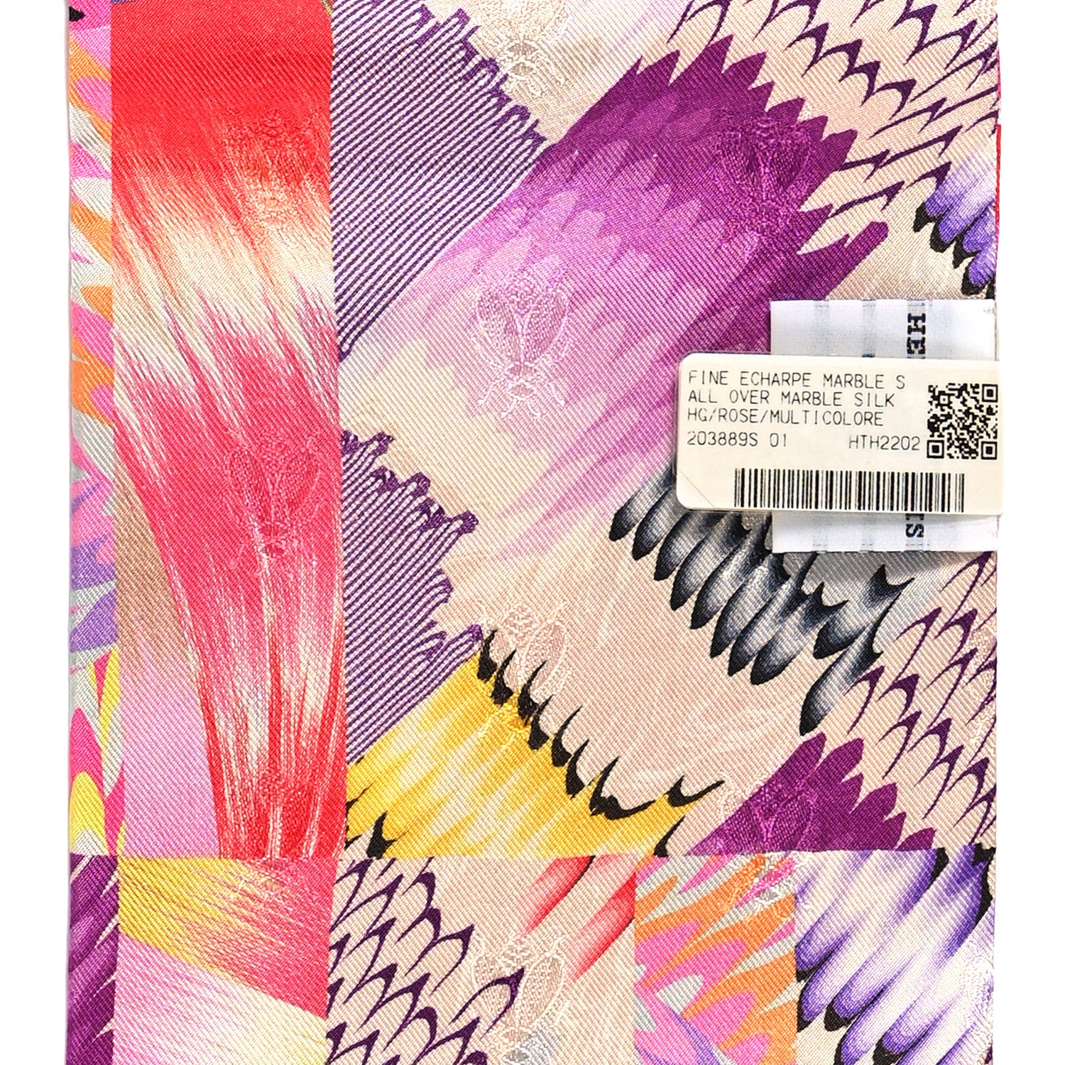 Hermes Silk Marble Fringed Muffler Rose Multicolor 4 of 4