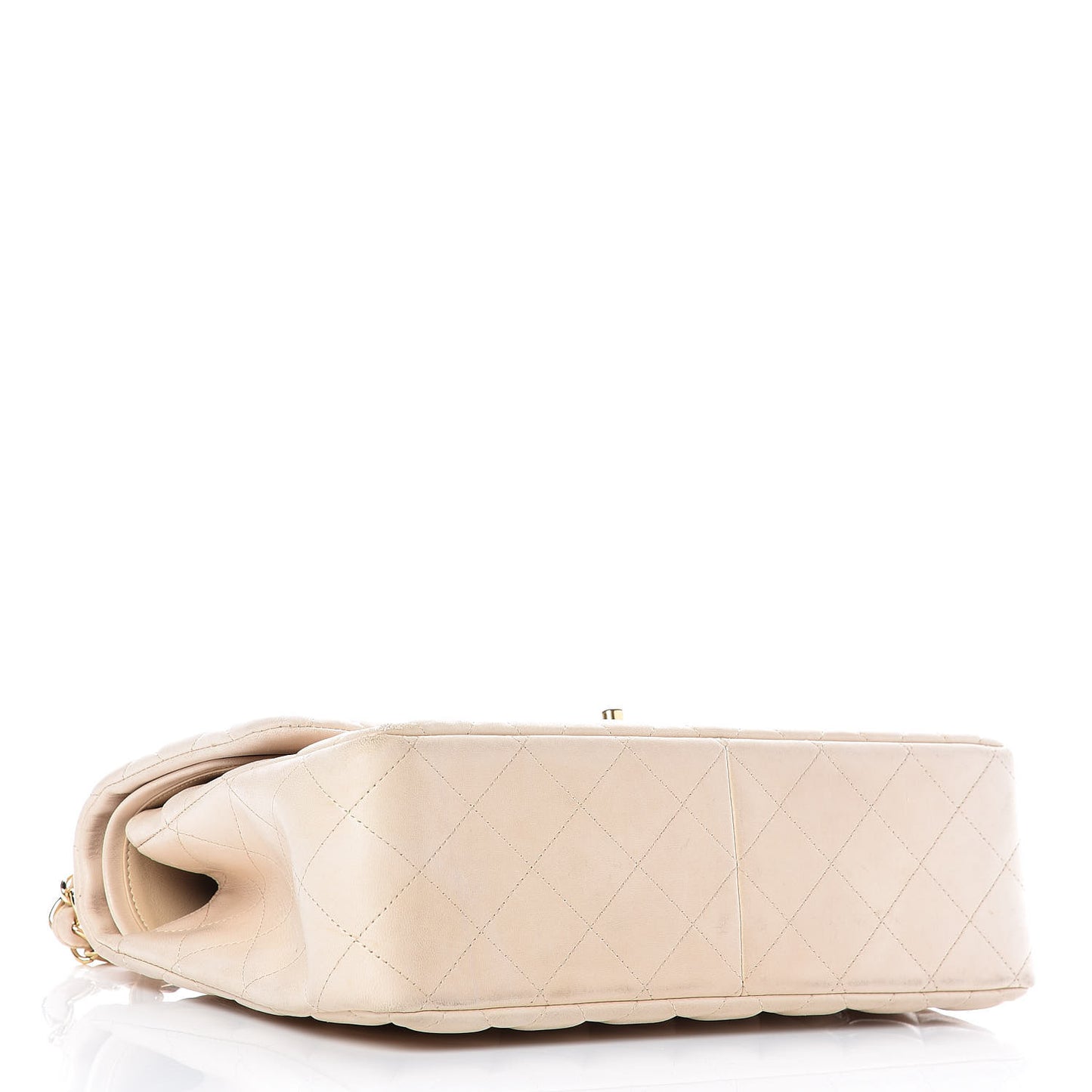 Lambskin Quilted Jumbo Double Flap Light Beige