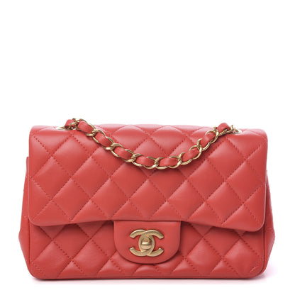 Chanel Lambskin Quilted Mini Rectangular Flap Red 1 of 9