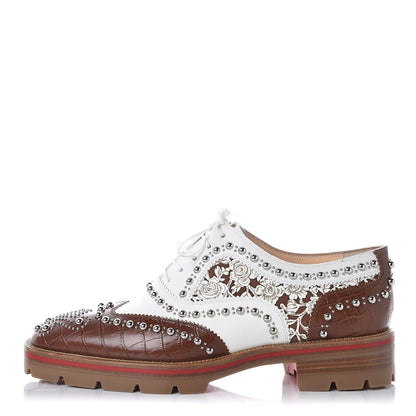 Christian Louboutin Calfskin Studded Womens Crapadonna Oxfords 37 Version Multi 1 of 9