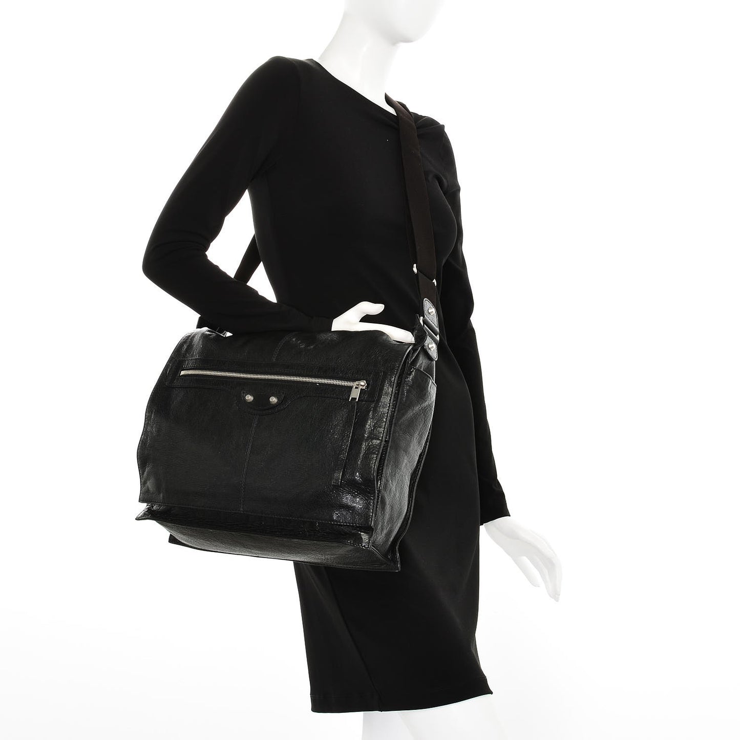Agneau Arena Foldover Messenger Black