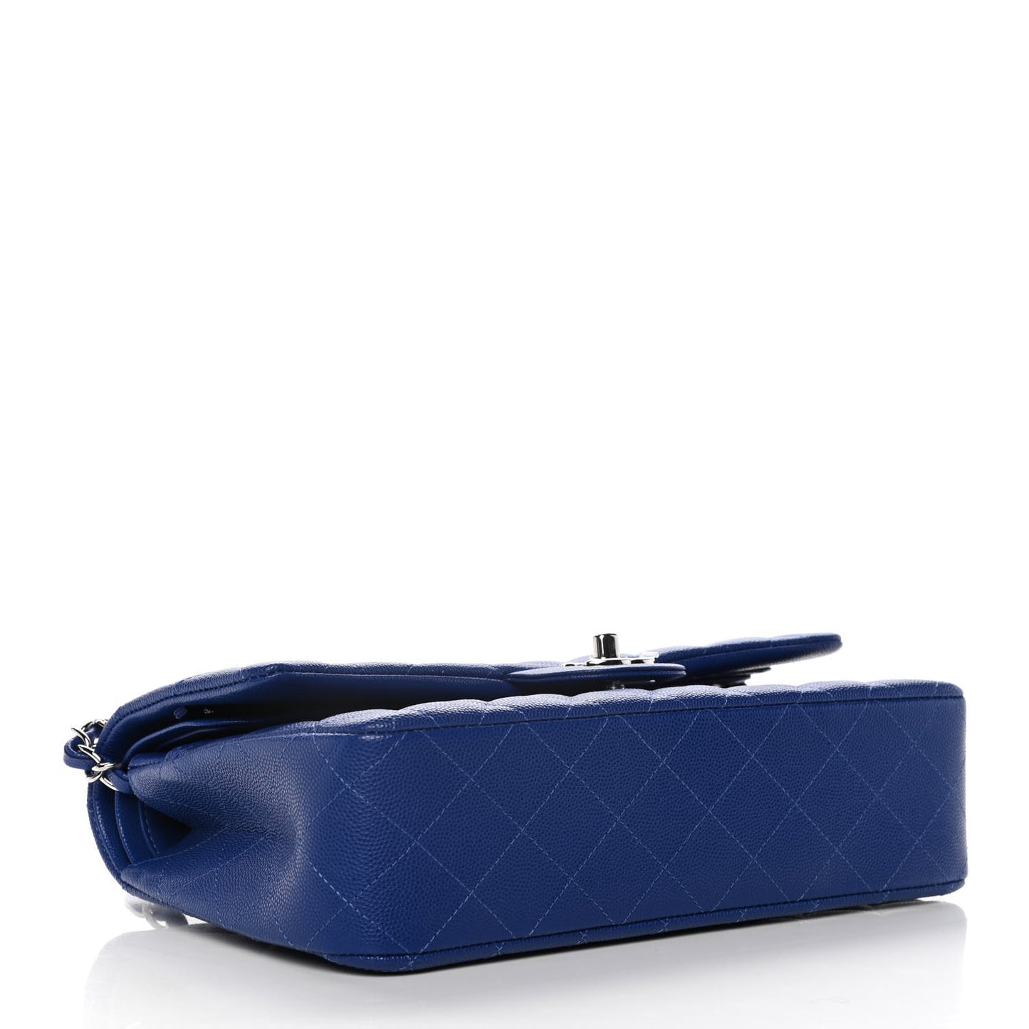Caviar Quilted Medium Double Flap Blue