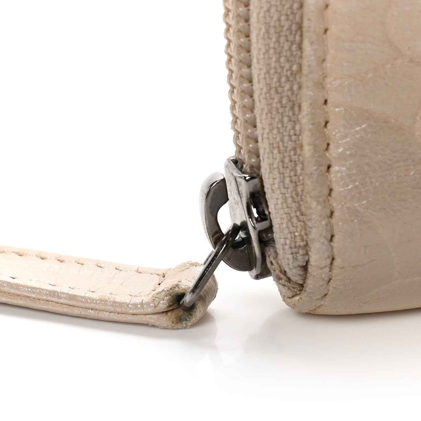 Lambskin Camellia Embossed Zip Around Organizer Wallet Light Beige