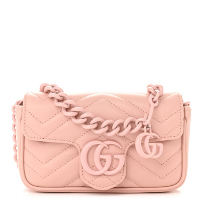 Gucci Calfskin Matelasse Monochrome GG Marmont Chain Belt Bag Perfect Pink 1 of 11