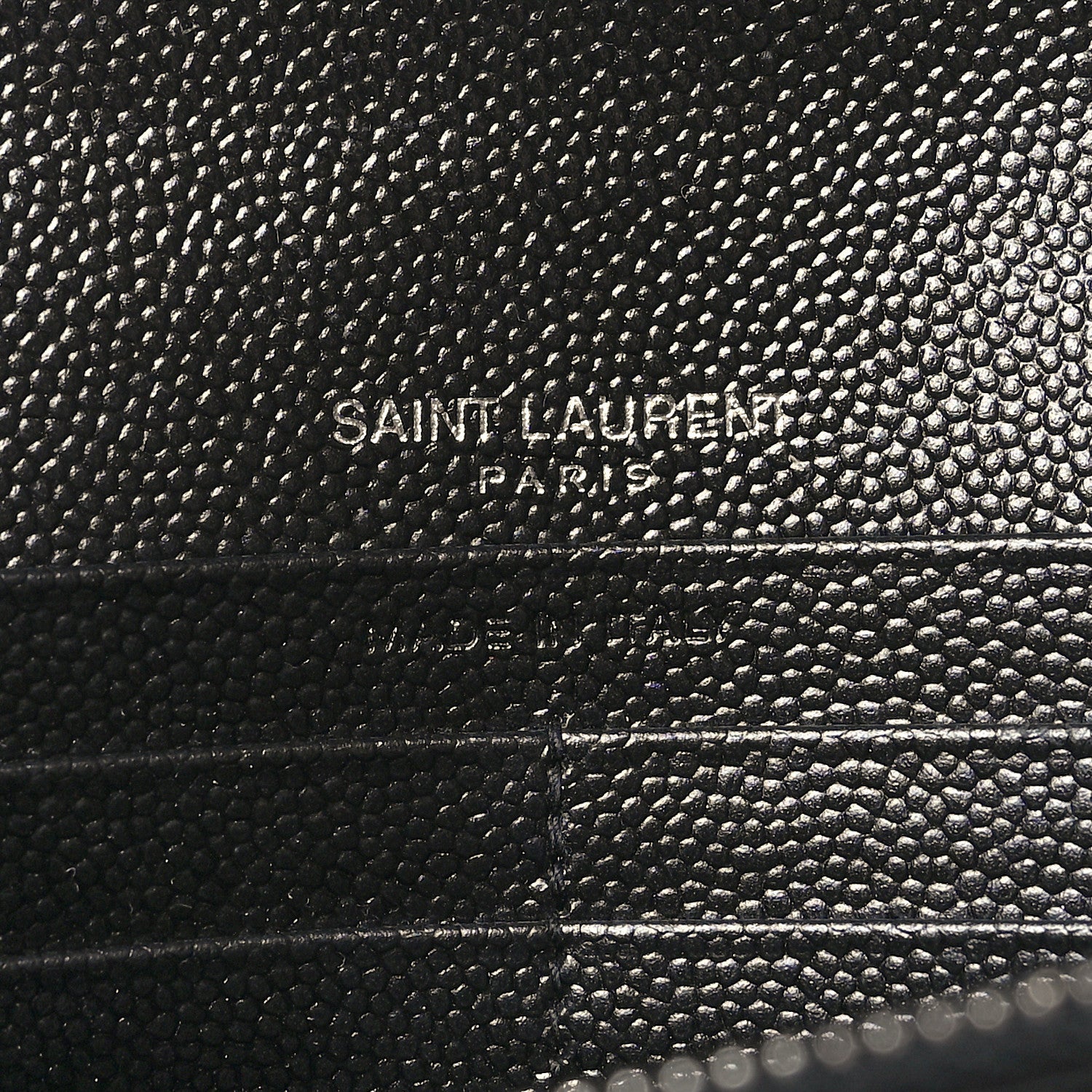 Saint Laurent Grain De Poudre Matelasse Chevron Monogram Chain Wallet Black 7 of 12