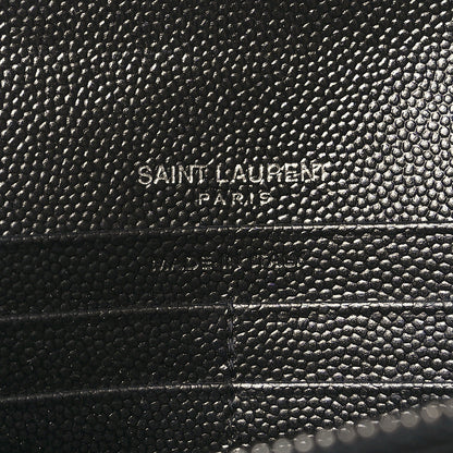 Saint Laurent Grain De Poudre Matelasse Chevron Monogram Chain Wallet Black 7 of 12