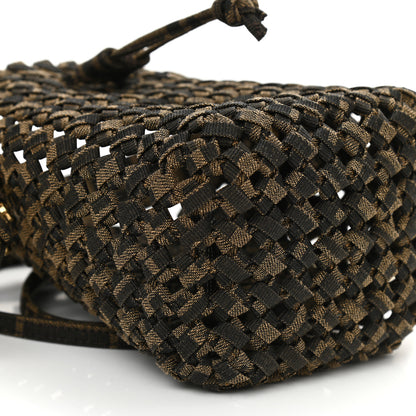 Fendi Fabric Jacquard F is Fendi FF 1974 Woven Knotted Mini Mon Tresor Bucket Bag Tabacco Moro 9 of 10