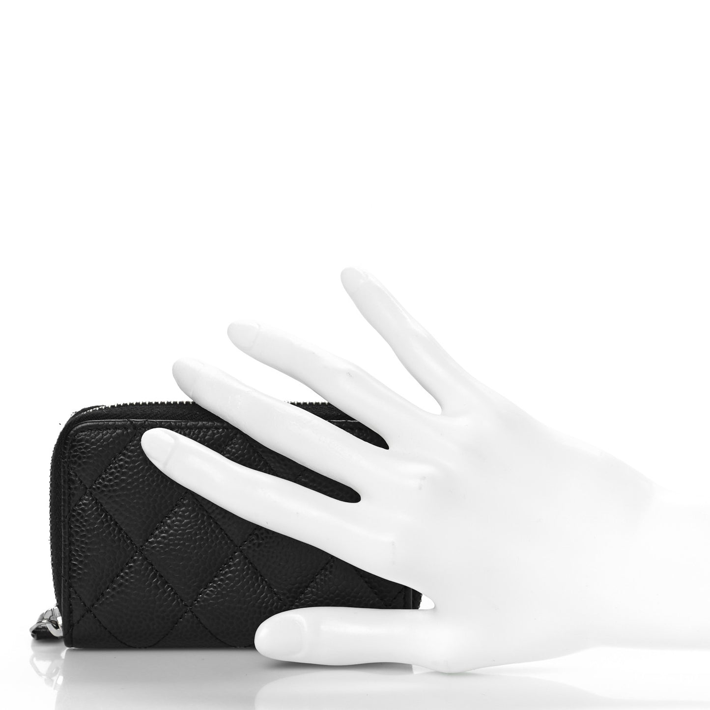 Caviar Quilted Zip Coin Purse Black