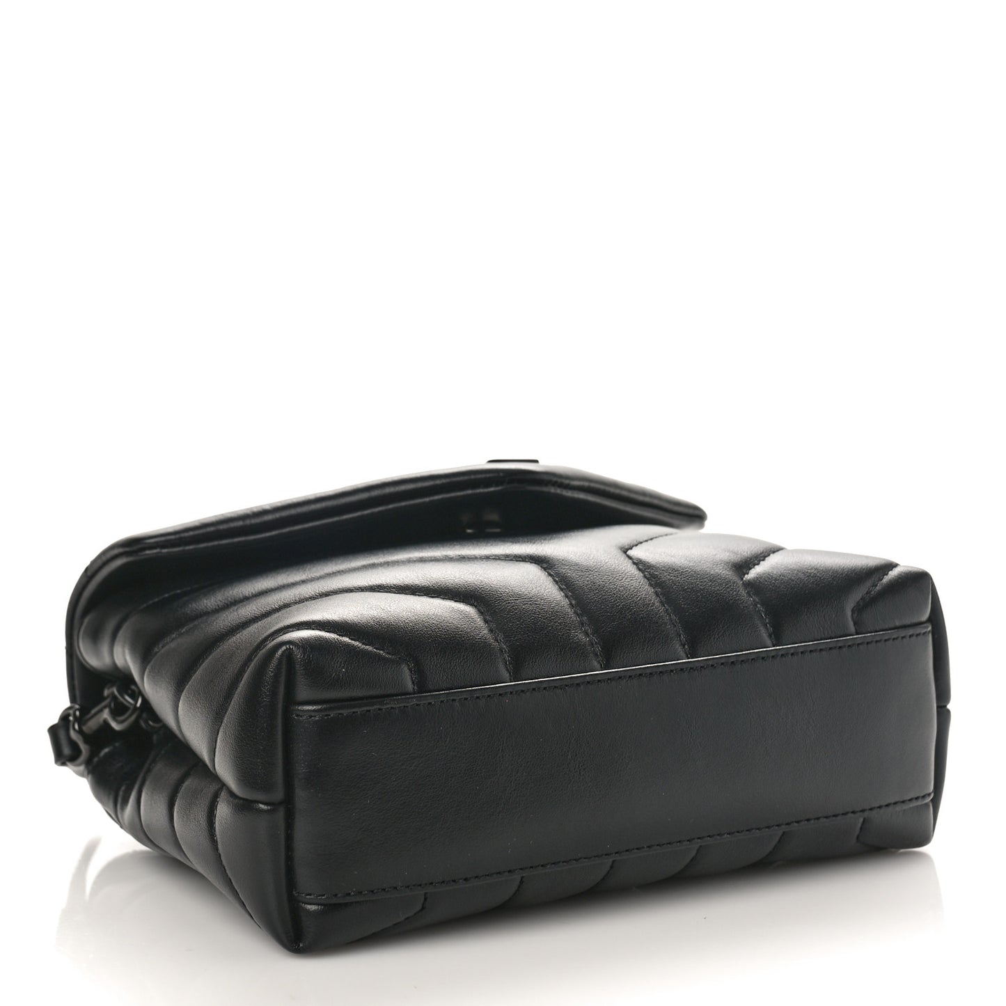 Calfskin Y Quilted Monogram Monochrome Toy Loulou Crossbody Bag Black