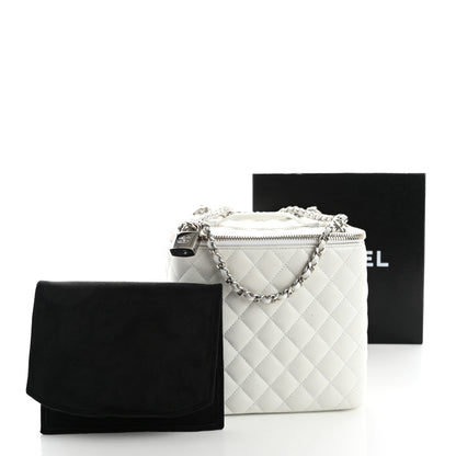 Chanel Lambskin Quilted Large Top Handle Jewelry Box With Chain White 18 of 18