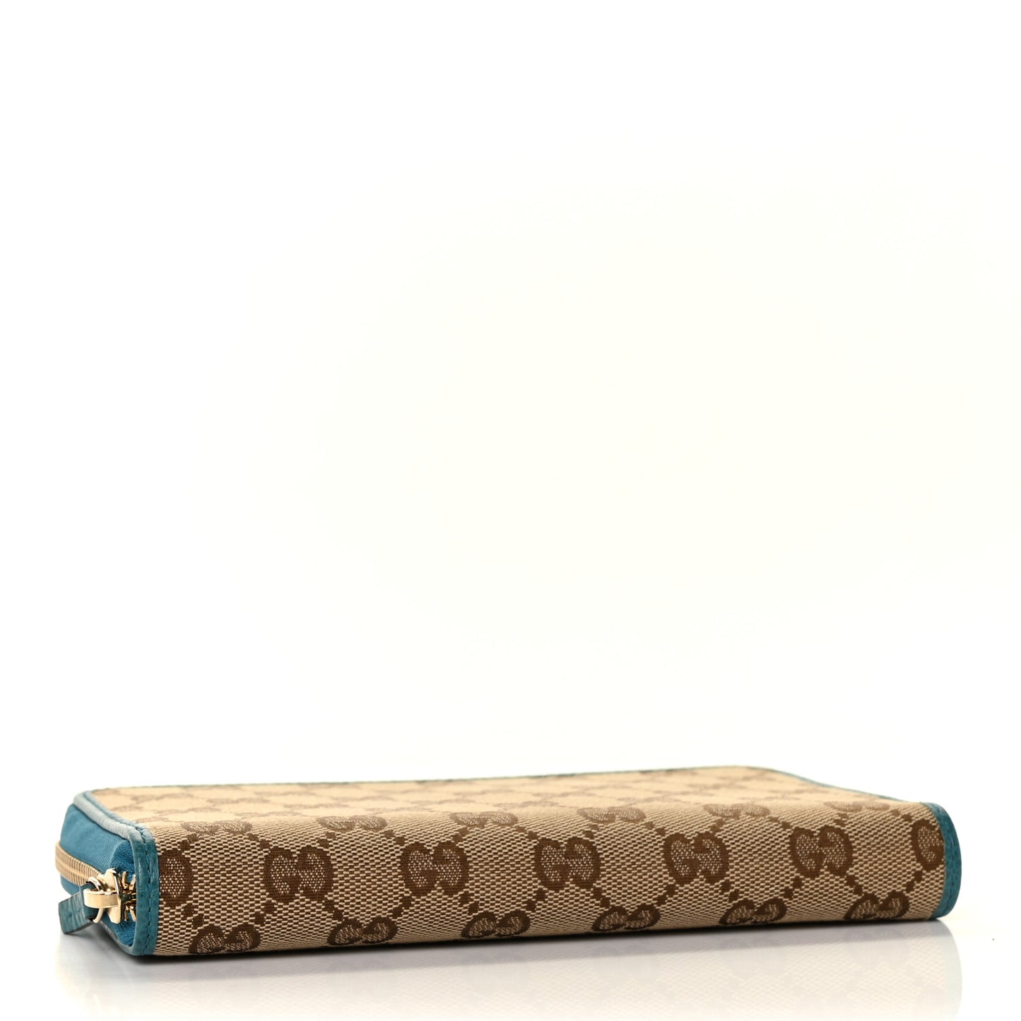 Monogram Dollar Calfskin Zip Around Wallet Beige Ebony Deep Cobalt