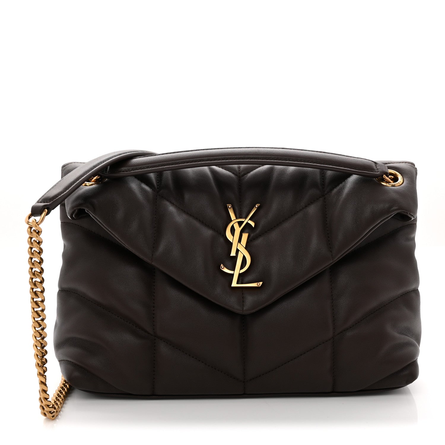 Saint Laurent Lambskin Quilted Small Loulou Puffer Monogram Chain Satchel Dark Ganache 1 of 11