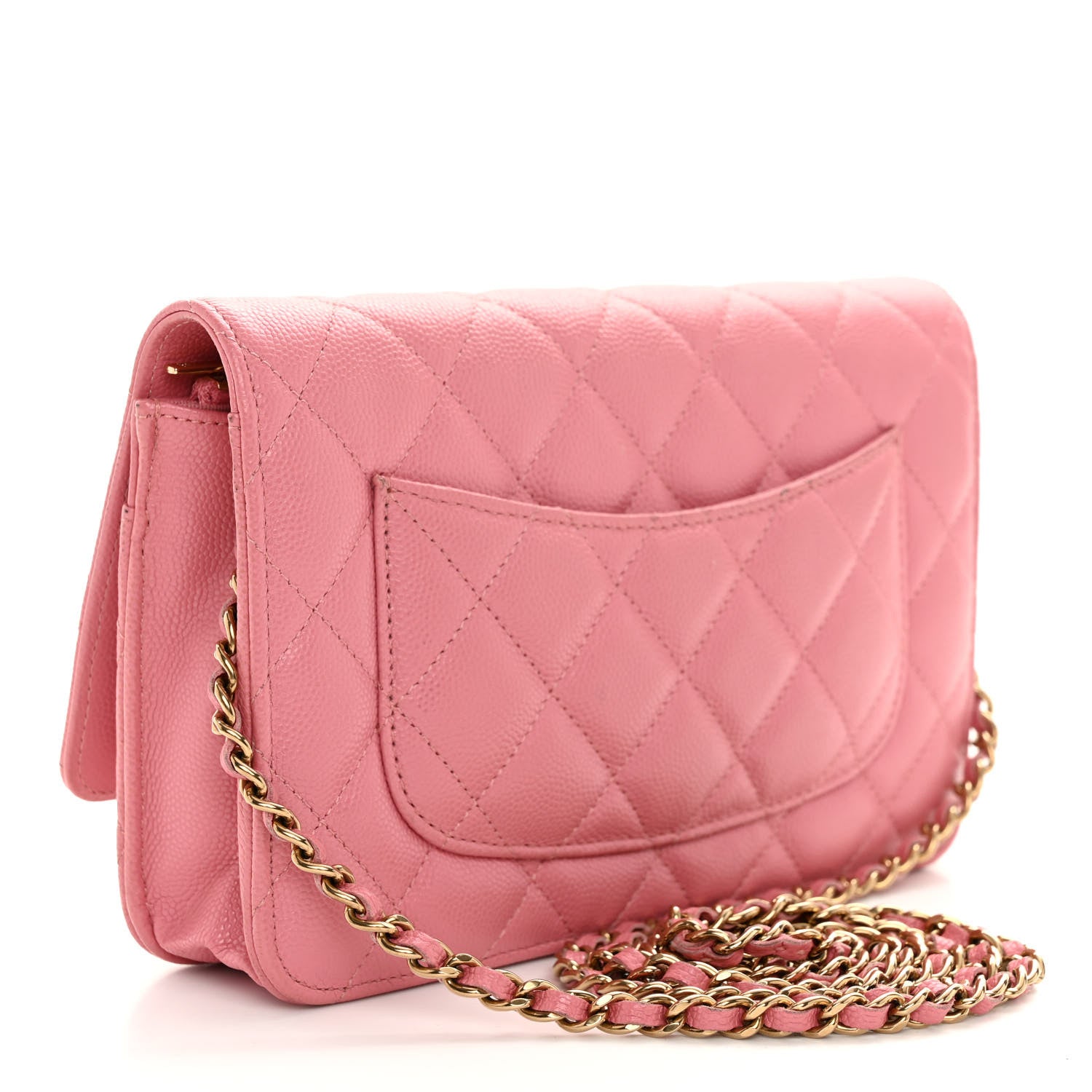 Chanel Shiny Caviar Quilted Wallet On Chain WOC Pink 3 of 11