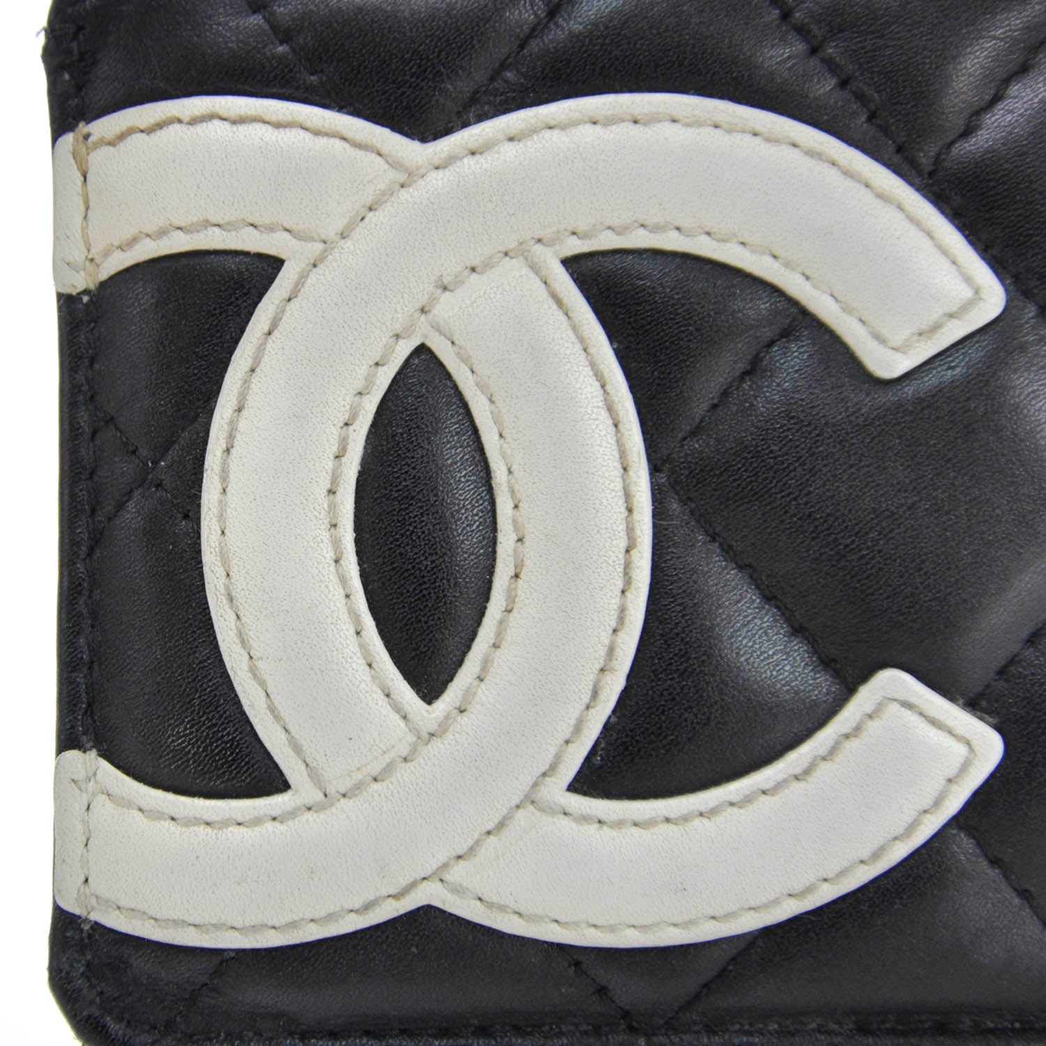 Chanel Calfskin Quilted Cambon Card Holder Black White 4 of 7