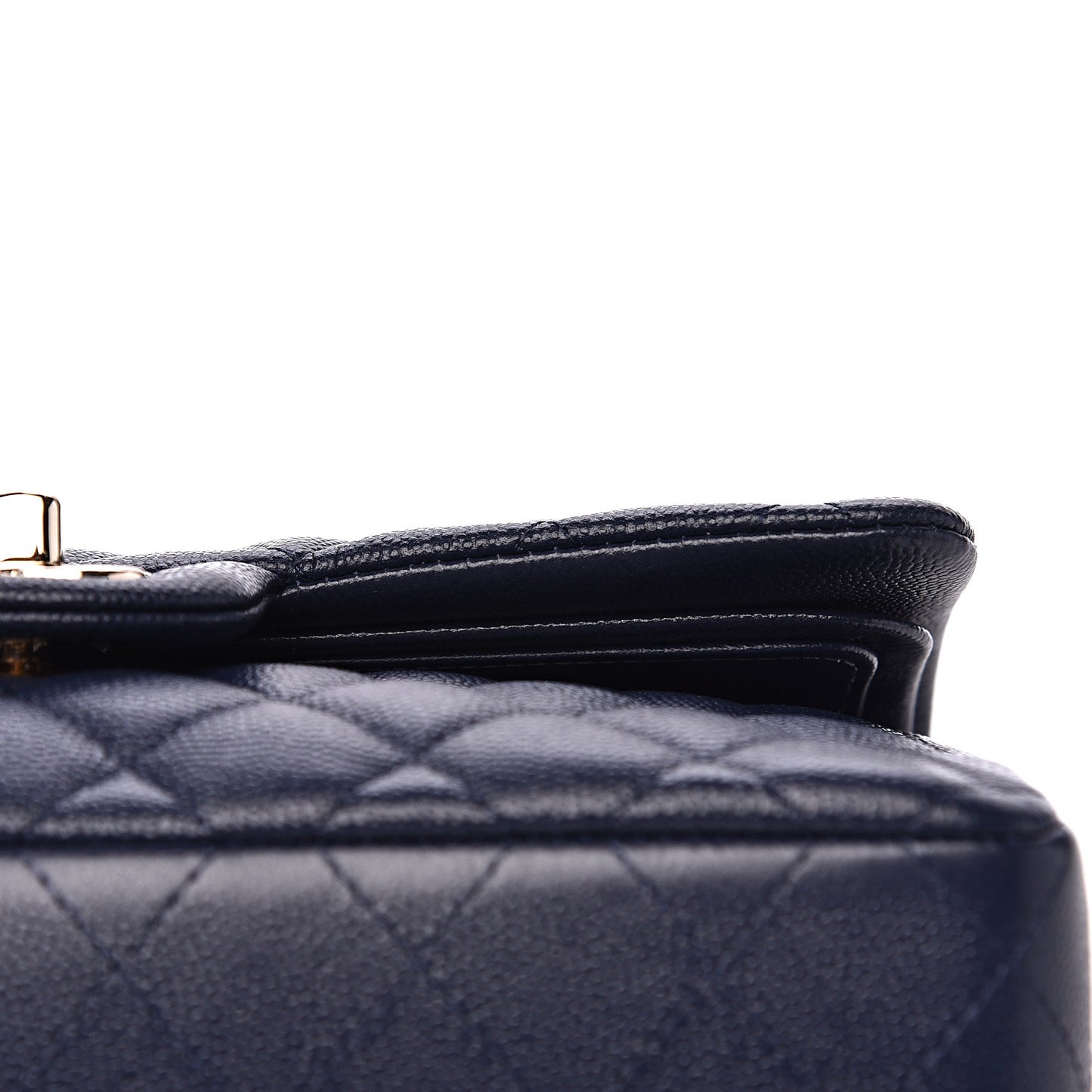 Caviar Quilted Small Double Flap Navy