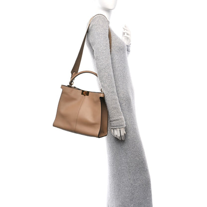 Fendi Vitello Seta Nabuck Pequin Medium Peekaboo X-Lite Cuoio Tabacco Moro 2 of 9