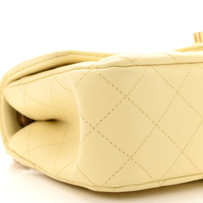 Chanel Lambskin Quilted Mini Rectangular Sweet Camellia Flap Yellow 9 of 11