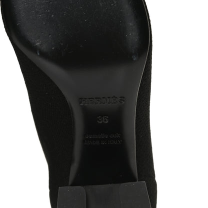 Hermes Knit Calfskin Volver Ankle Boots 36 Black 8 of 11