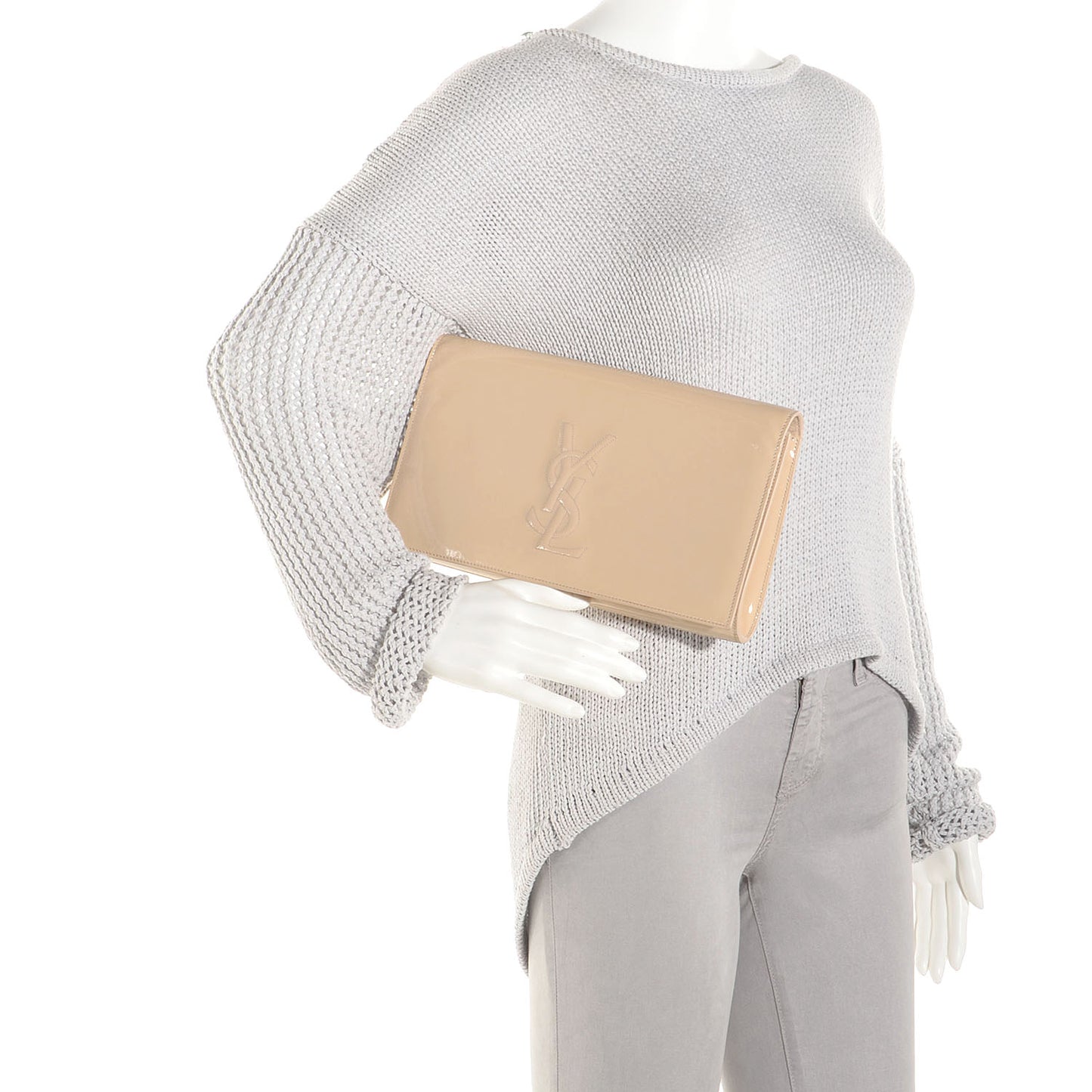 Patent Belle de Jour Large Clutch Nude
